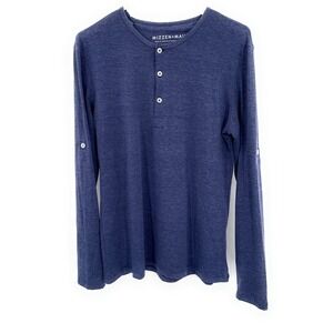 Mizzen + Main Sz M Blue Long Sleeve Henley Shirt